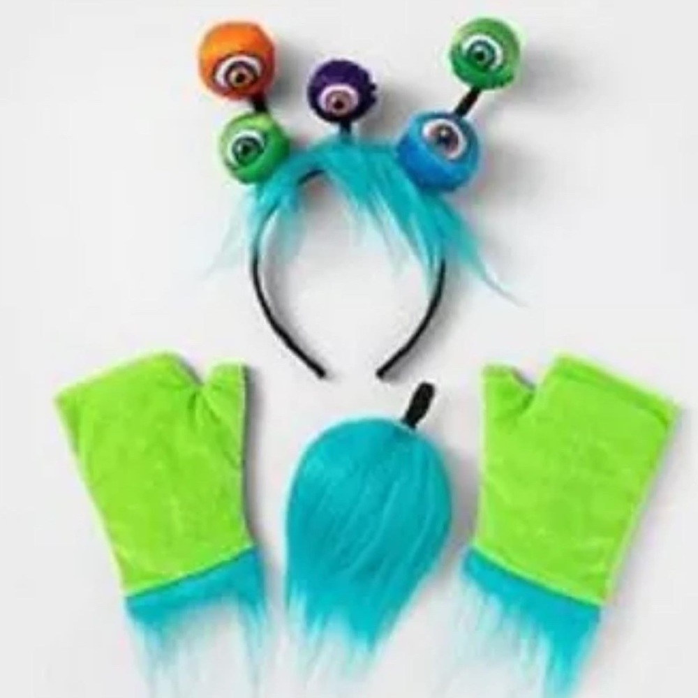 Monster headpiece, tail & gloves costume